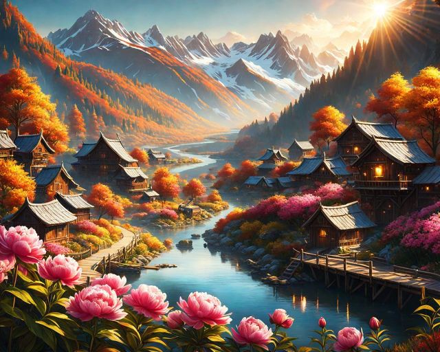 Image sample of autumn village pack